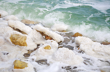 Image showing Salted rocks on the Dead Sea