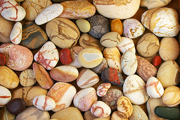 Image showing Set of beautiful colorful stones with different pattern polished