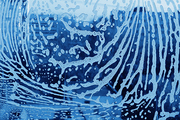 Image showing Soap foam pattern on glass