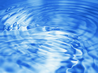 Image showing Bright blue abstract background with water ripples pattern