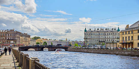 Image showing Panoramic view of Fontanka river, St.Petersburg