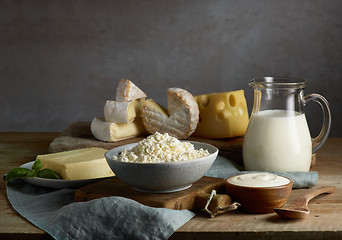 Image showing milk and various dairy products