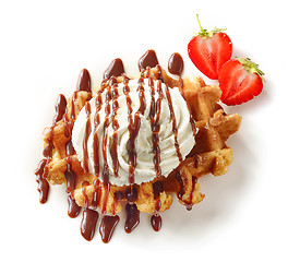 Image showing belgian waffle on white background