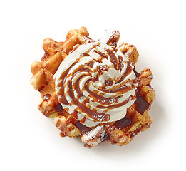Image showing belgian waffle on white background