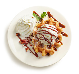 Image showing belgian waffle dessert