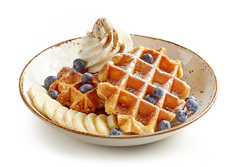 Image showing belgian waffle dessert