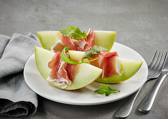 Image showing melon and ham