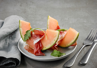 Image showing melon and ham