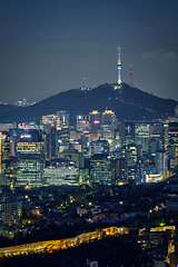 Image showing Seoul skyline in the night, South Korea.