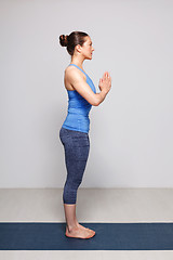 Image showing Woman doing Hatha Yoga asana Tadasana 