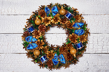 Image showing Christmas wreath top view