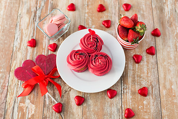 Image showing close up of red sweets for st valentines day