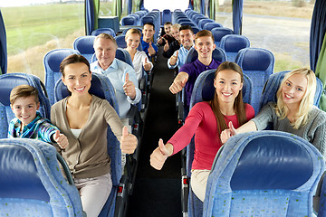 Image showing group of happy passengers travelling by bus