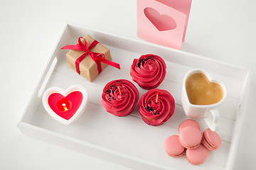 Image showing close up of red sweets for valentines day