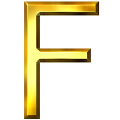 Image showing 3D Golden Letter F