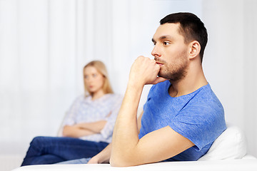 Image showing unhappy couple having argument at home