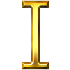 Image showing 3D Golden Letter I