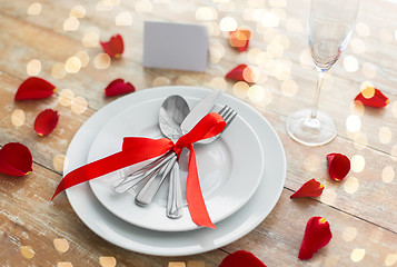 Image showing close up of table setting for valentines day