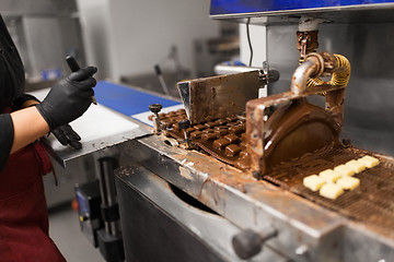 Image showing candies making by chocolate coating machine