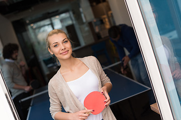 Image showing startup business team playing ping pong tennis