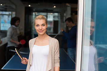 Image showing startup business team playing ping pong tennis