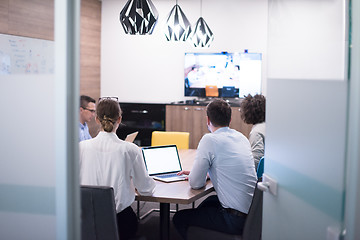 Image showing Startup Business Team At A Meeting at modern office building