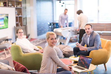 Image showing Startup Business Team At A Meeting at modern office building