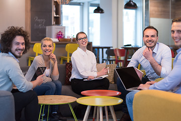 Image showing Startup Business Team At A Meeting at modern office building