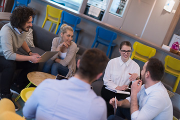 Image showing Startup Business Team At A Meeting at modern office building