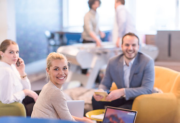 Image showing Startup Business Team At A Meeting at modern office building