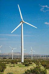 Image showing Dramatic Wind Turbine Farm in the Desert of California.