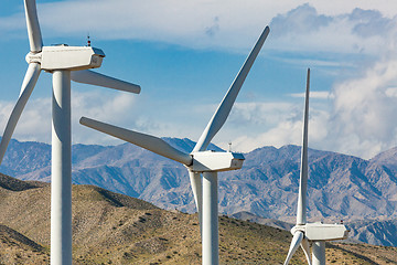 Image showing Dramatic Wind Turbine Farm in the Desert of California.