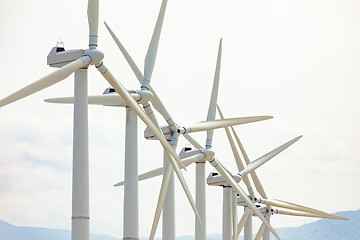 Image showing Dramatic Wind Turbine Farm in the Desert of California.