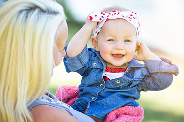 Image showing Young Caucasian Mother and Daughter At The Park