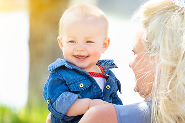 Image showing Young Caucasian Mother and Daughter At The Park