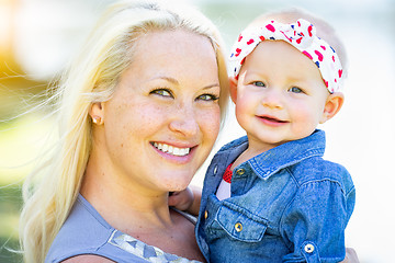 Image showing Young Caucasian Mother and Daughter At The Park