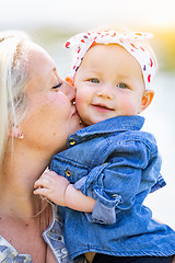 Image showing Young Caucasian Mother and Daughter At The Park