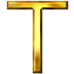 Image showing 3D Golden Letter T
