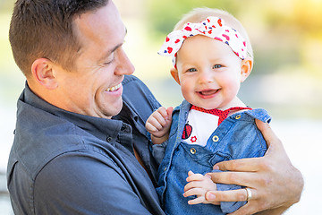 Image showing Young Caucasian Father and Baby Girl At The Park