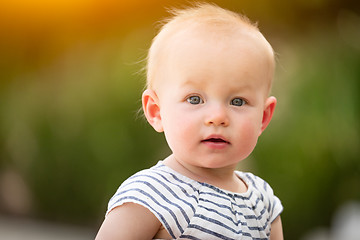 Image showing Adorable Infant Girl Child Portrait Outdoors