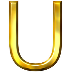 Image showing 3D Golden Letter U