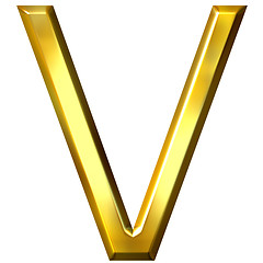 Image showing 3D Golden Letter V