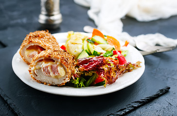 Image showing homemade meat cutlet cordon bleu