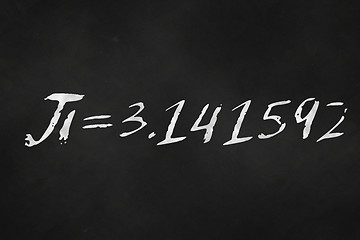 Image showing number pi written on a chalkboard