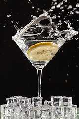 Image showing Glass, Lemon And Splash Of Water