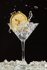 Image showing Glass, Lemon And Splash Of Water