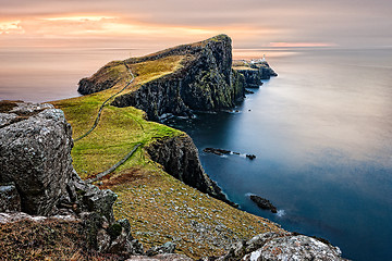 Image showing seascape lighthouse rocks