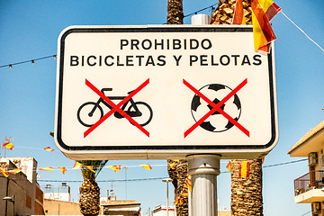 Image showing cycling football prohibited