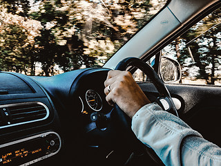 Image showing Man in car with Seatbelt