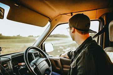 Image showing Man in car with Seatbelt